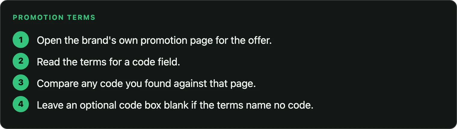 Steps for checking whether a promotion requires a promo code